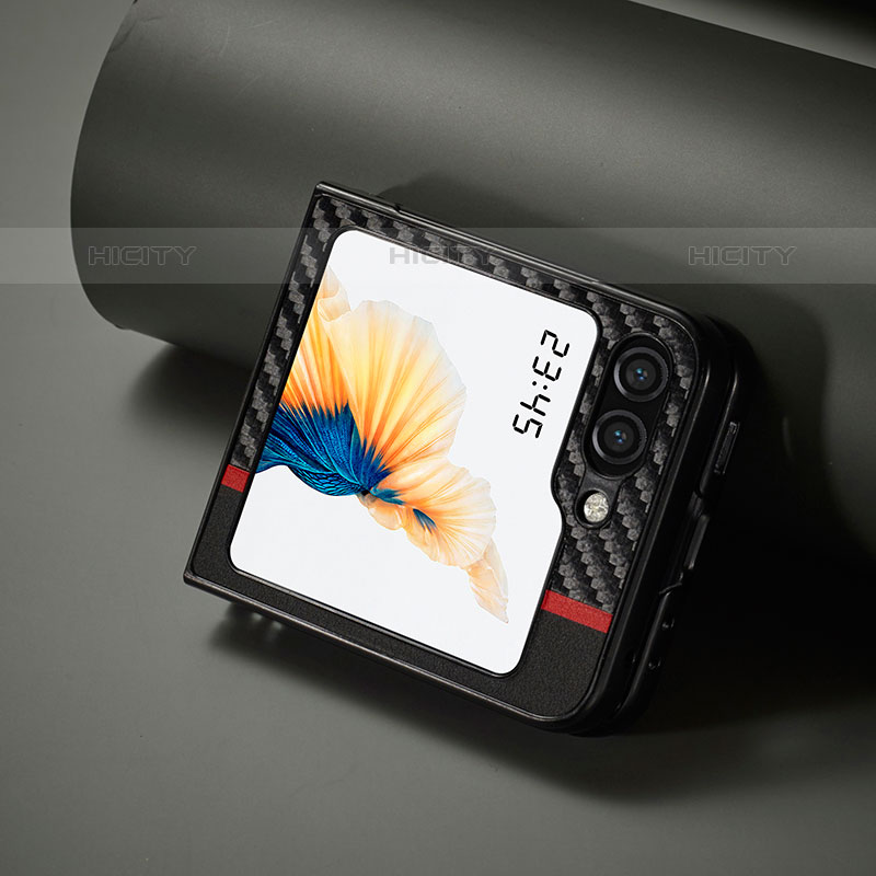 Custodia Plastica Rigida Cover Opaca Spigato LC2 per Samsung Galaxy Z Flip5 5G Nero