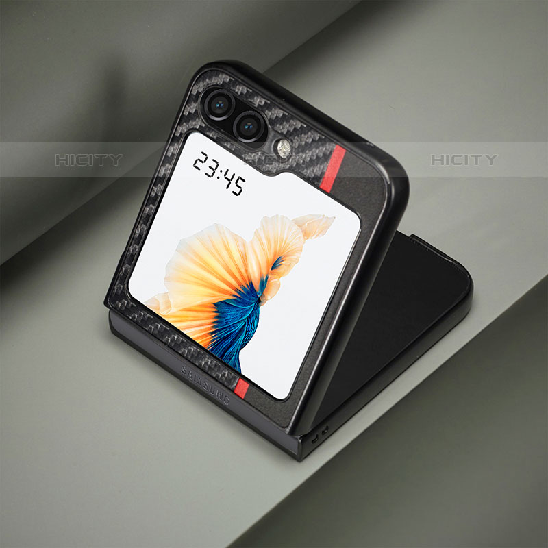 Custodia Plastica Rigida Cover Opaca Spigato LC2 per Samsung Galaxy Z Flip5 5G Nero