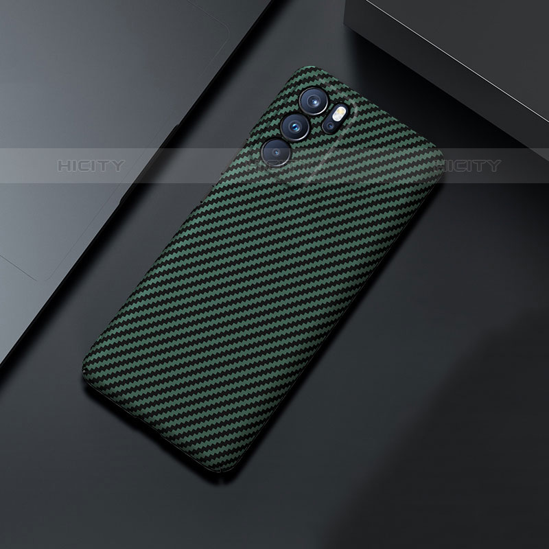 Custodia Plastica Rigida Cover Opaca Spigato per Oppo Reno6 Pro 5G India Verde