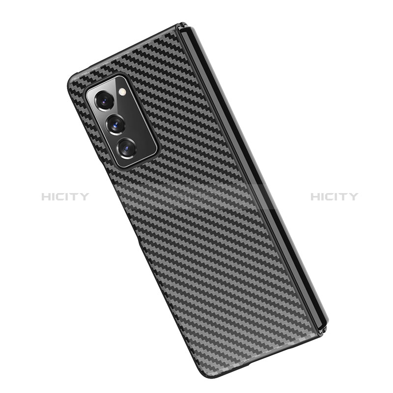 Custodia Plastica Rigida Cover Opaca Spigato per Samsung Galaxy Z Fold2 5G Nero