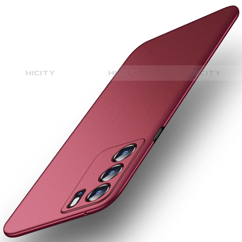 Custodia Plastica Rigida Cover Opaca YK6 per Oppo Reno6 Pro 5G India Rosso