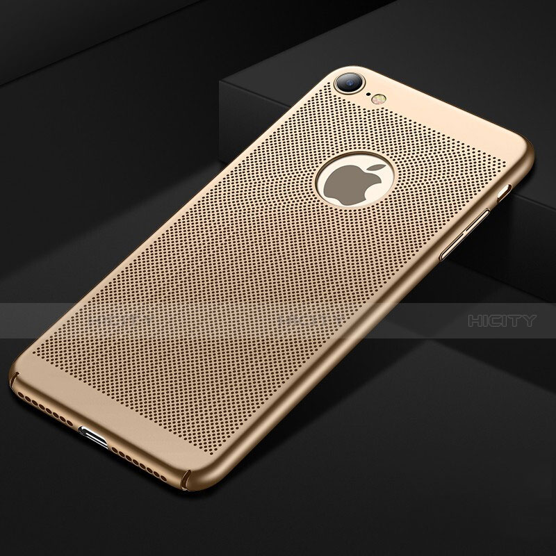 Custodia Plastica Rigida Cover Perforato per Apple iPhone 7 Oro