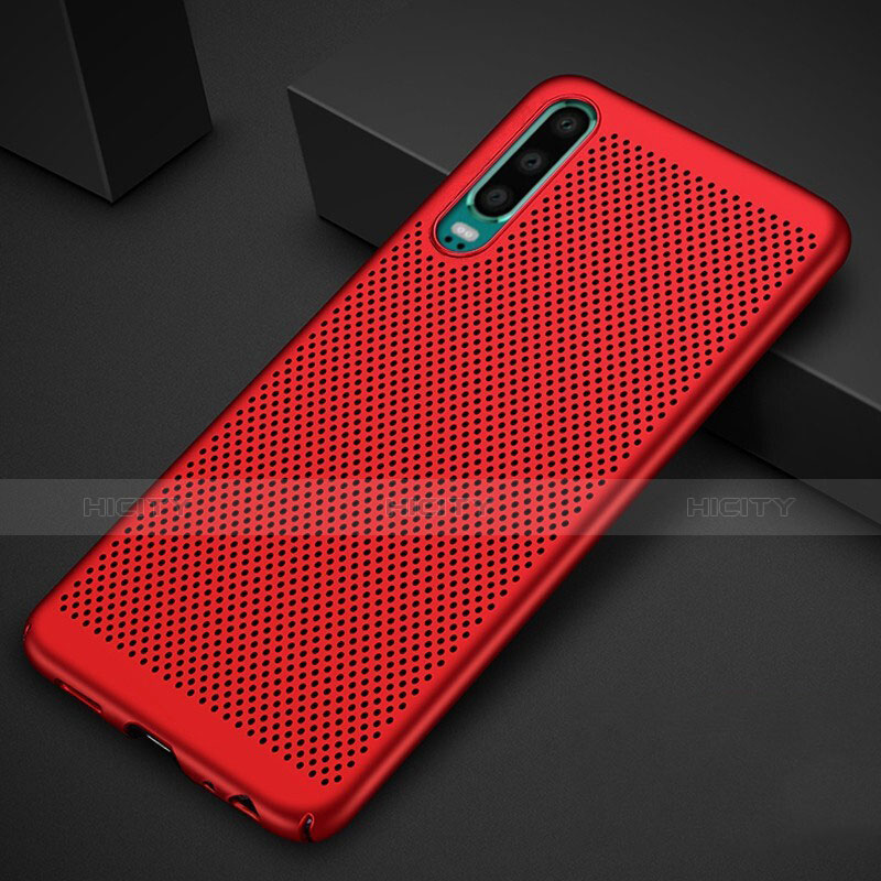 Custodia Plastica Rigida Cover Perforato per Huawei P30 Rosso