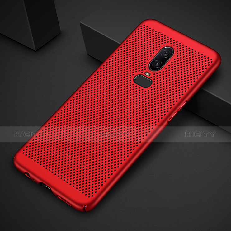 Custodia Plastica Rigida Cover Perforato per OnePlus 6T Rosso