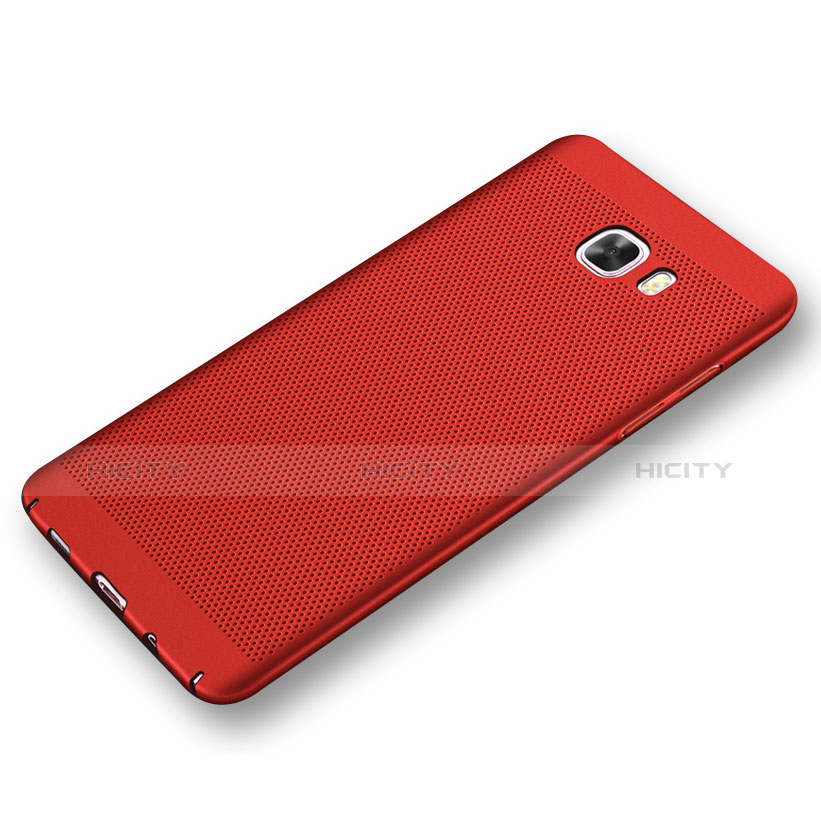 Custodia Plastica Rigida Cover Perforato per Samsung Galaxy C9 Pro C9000 Rosso