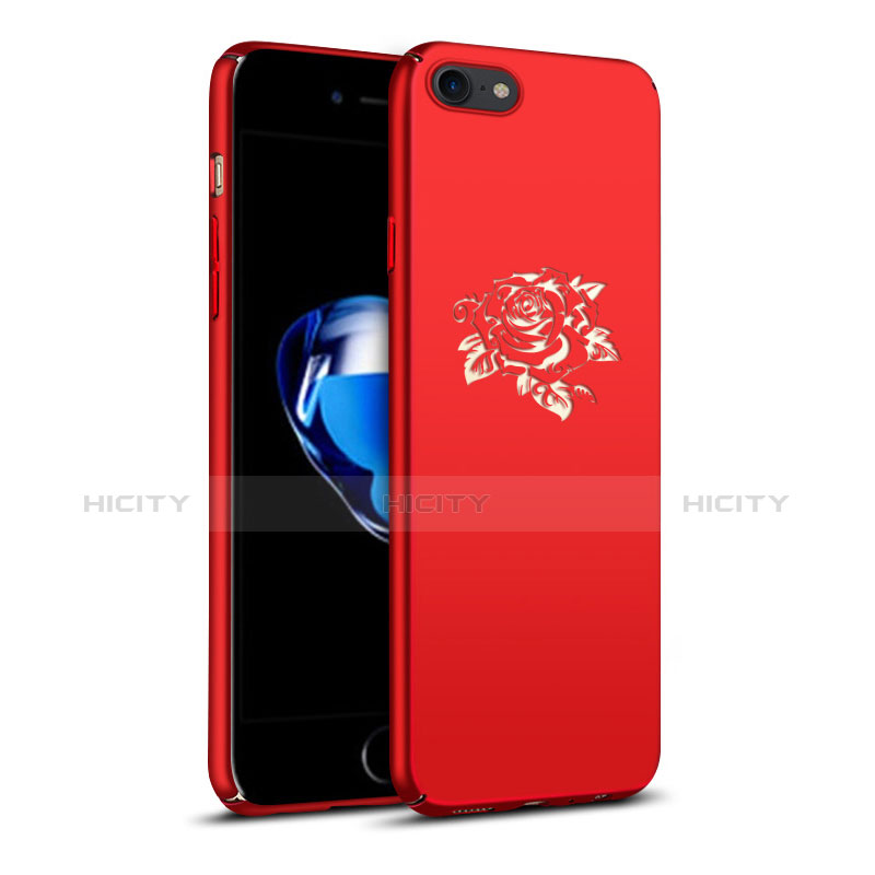 Custodia Plastica Rigida Fiori per Apple iPhone 7 Rosso