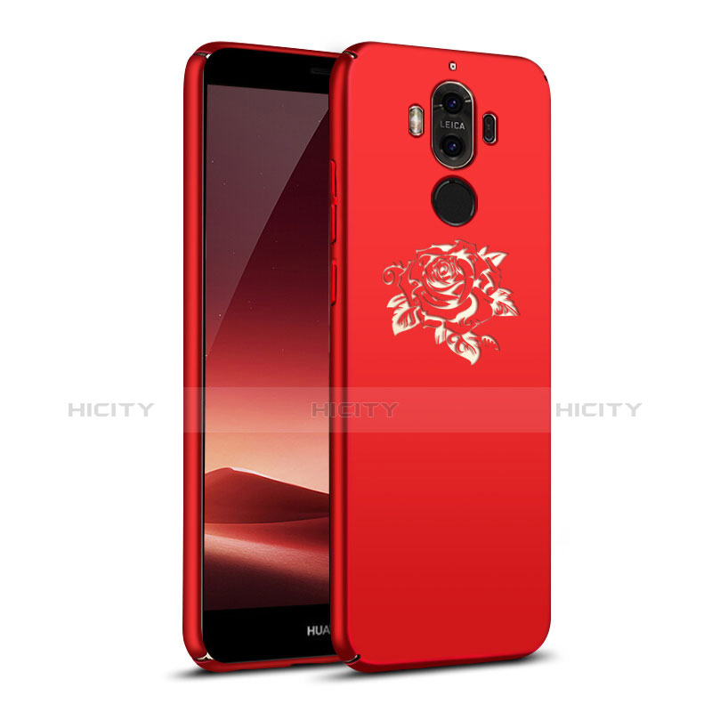 Custodia Plastica Rigida Fiori per Huawei Mate 9 Rosso