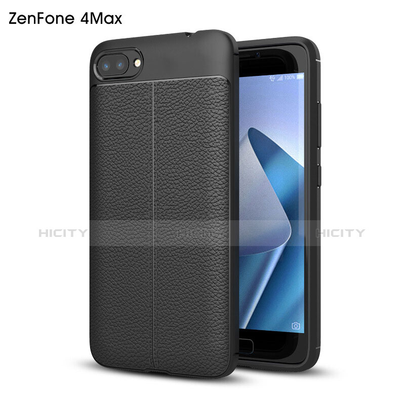 Custodia Plastica Rigida In Pelle per Asus Zenfone 4 Max ZC554KL Nero