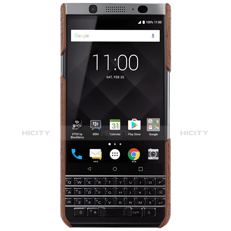 Custodia Plastica Rigida In Pelle per Blackberry KEYone Marrone