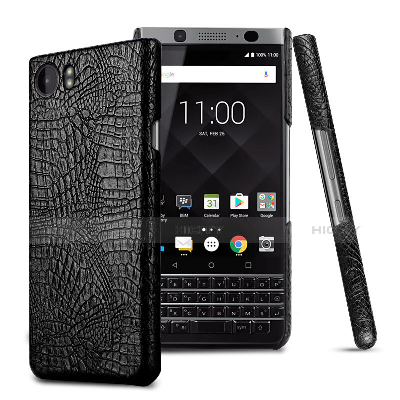 Custodia Plastica Rigida In Pelle per Blackberry KEYone Nero