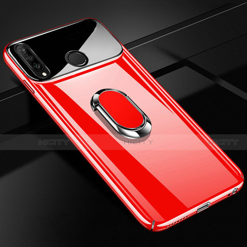 Custodia Plastica Rigida Laterale Cover Opaca 360 Gradi con Magnetico Anello Supporto per Huawei P30 Lite Rosso