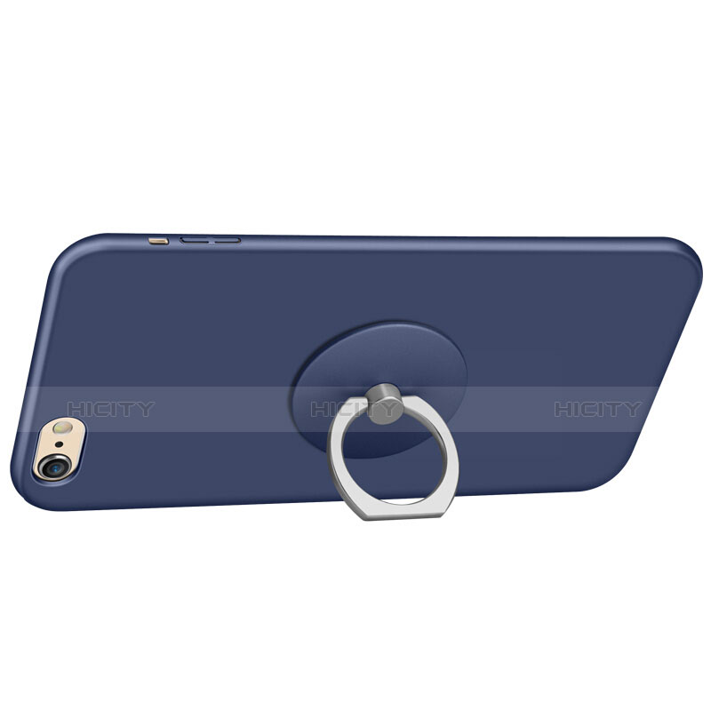 Custodia Plastica Rigida Opaca con Anello Supporto A01 per Apple iPhone 6 Blu