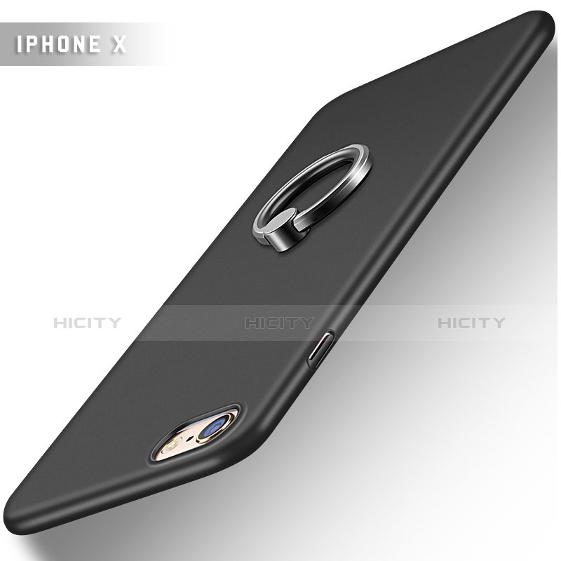 Custodia Plastica Rigida Opaca con Anello Supporto A01 per Apple iPhone 6 Plus Nero