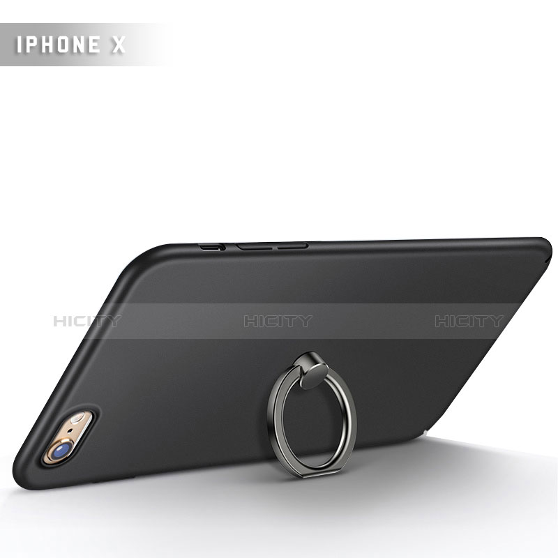 Custodia Plastica Rigida Opaca con Anello Supporto A01 per Apple iPhone 6S Plus Nero