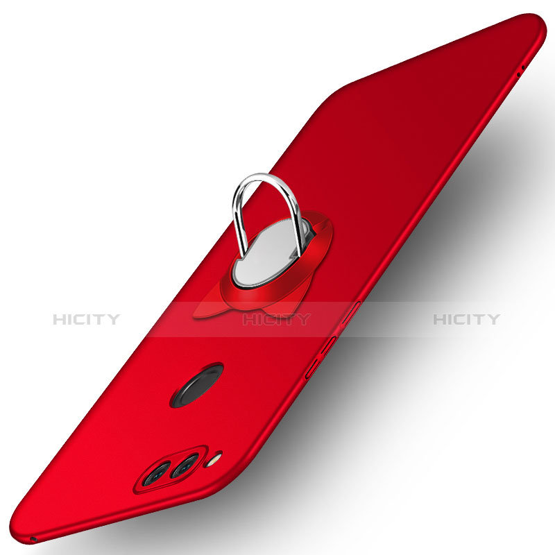 Custodia Plastica Rigida Opaca con Anello Supporto A01 per Huawei Honor Play 7X Rosso