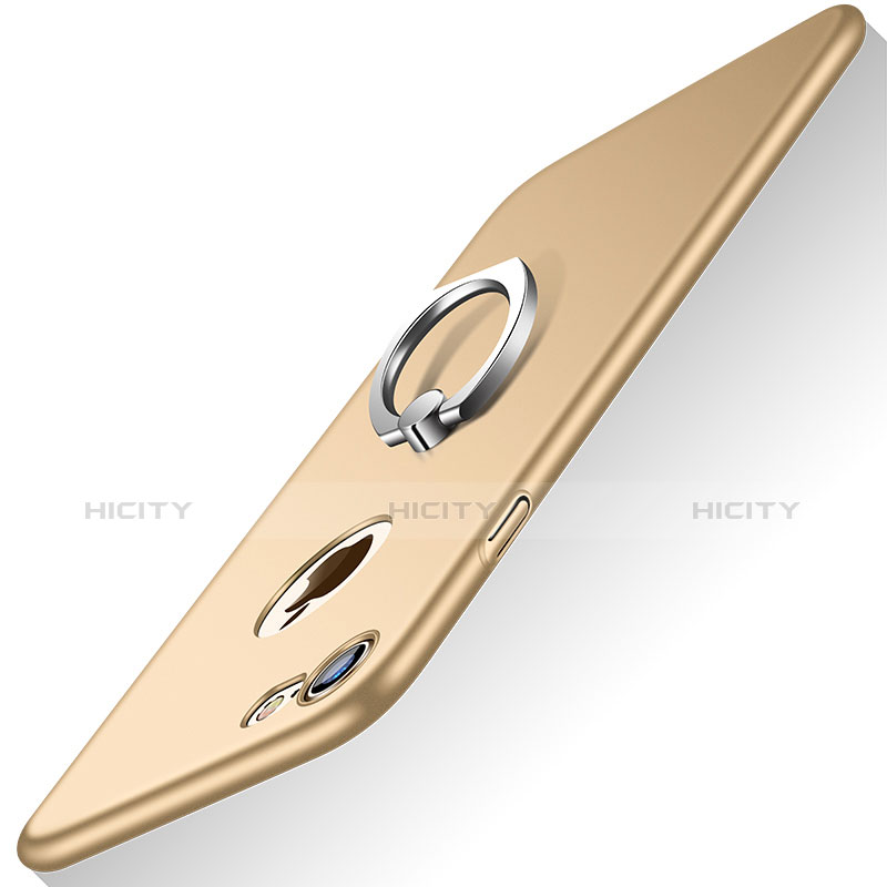 Custodia Plastica Rigida Opaca con Anello Supporto A02 per Apple iPhone 8 Oro