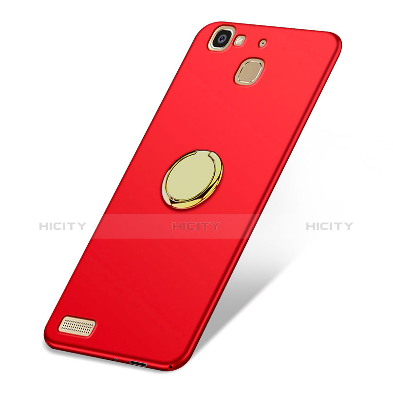 Custodia Plastica Rigida Opaca con Anello Supporto A02 per Huawei G8 Mini Rosso