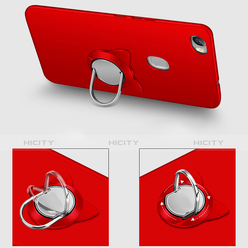 Custodia Plastica Rigida Opaca con Anello Supporto A02 per Huawei Honor Note 8 Rosso