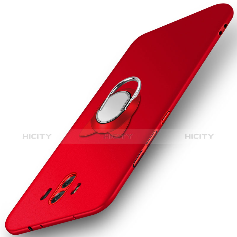 Custodia Plastica Rigida Opaca con Anello Supporto A02 per Huawei Mate 10 Rosso