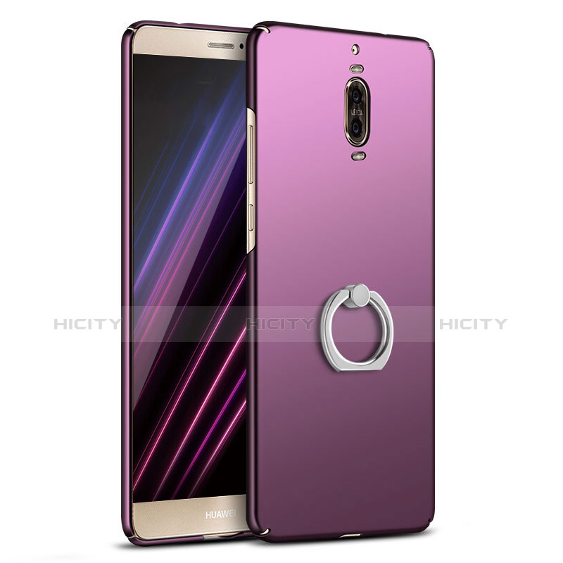 Custodia Plastica Rigida Opaca con Anello Supporto A02 per Huawei Mate 9 Pro Viola