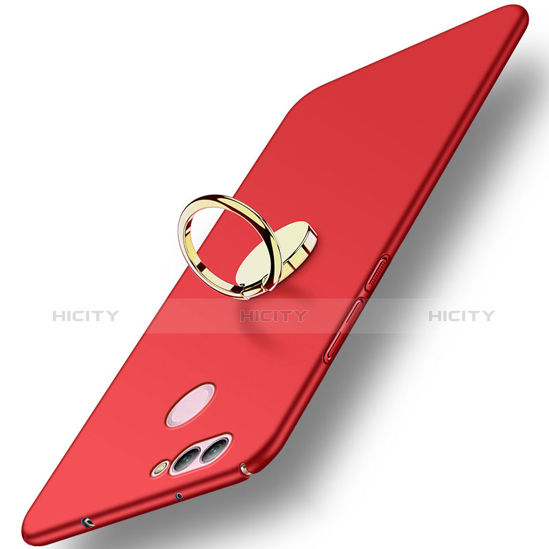 Custodia Plastica Rigida Opaca con Anello Supporto A02 per Huawei Nova 2 Plus Rosso
