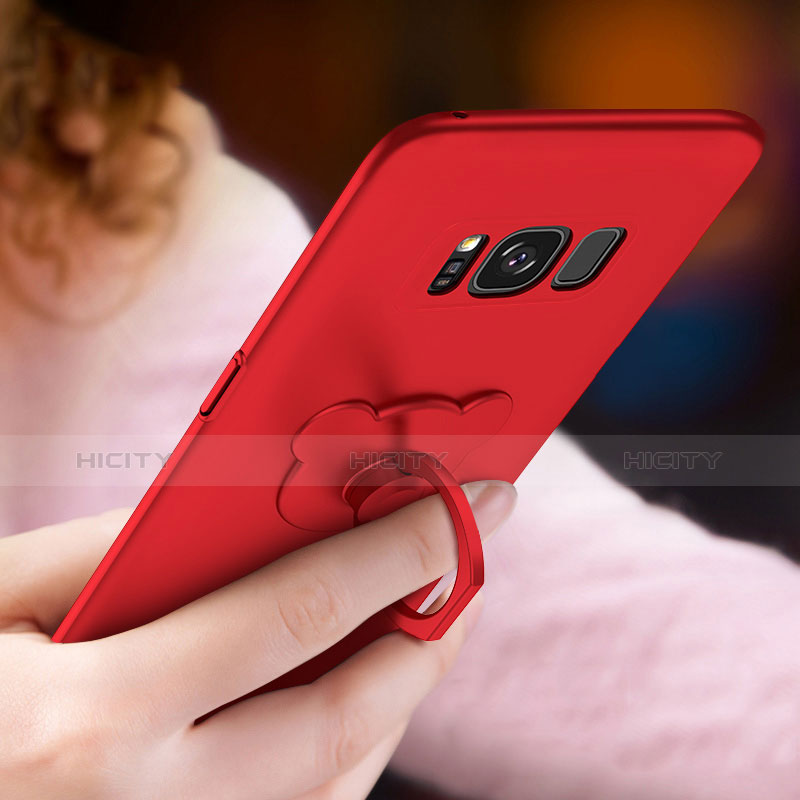 Custodia Plastica Rigida Opaca con Anello Supporto A02 per Samsung Galaxy S8 Plus Rosso