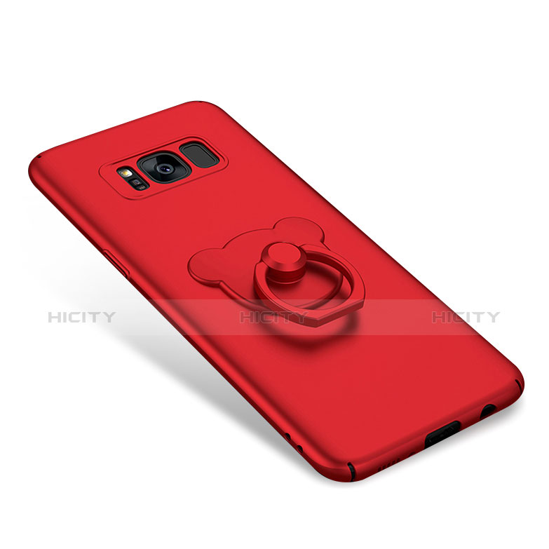 Custodia Plastica Rigida Opaca con Anello Supporto A02 per Samsung Galaxy S8 Plus Rosso