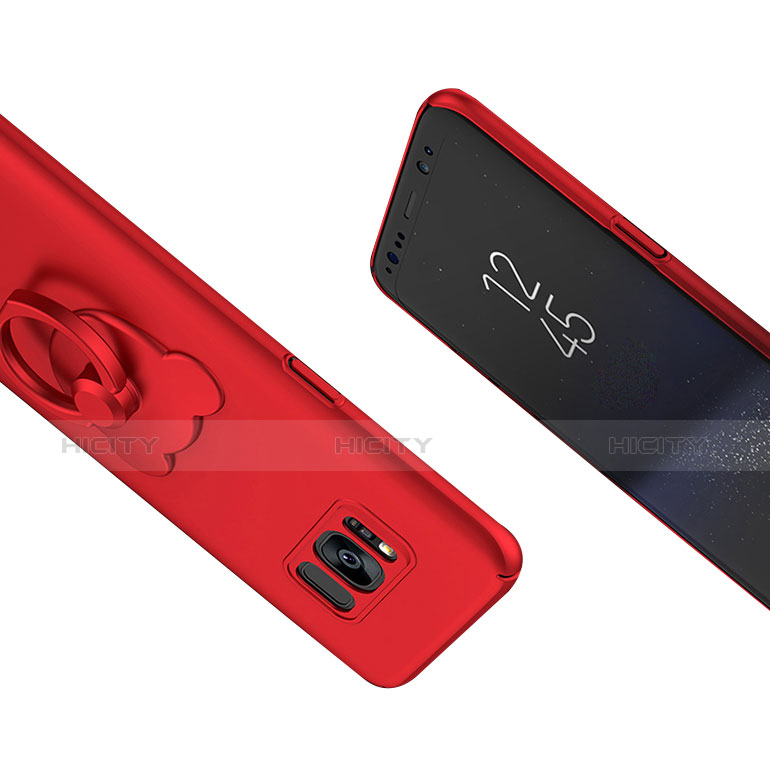 Custodia Plastica Rigida Opaca con Anello Supporto A02 per Samsung Galaxy S8 Rosso