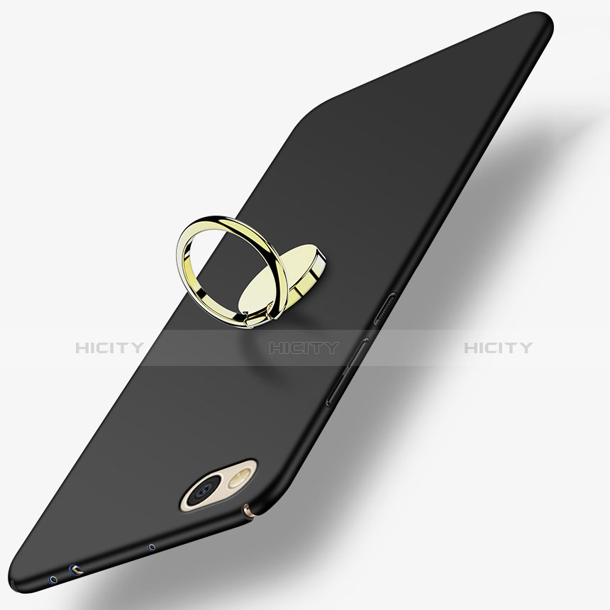 Custodia Plastica Rigida Opaca con Anello Supporto A02 per Xiaomi Mi 5C Nero