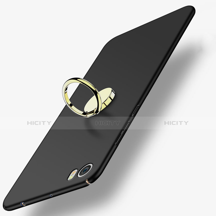 Custodia Plastica Rigida Opaca con Anello Supporto A02 per Xiaomi Mi Note Nero