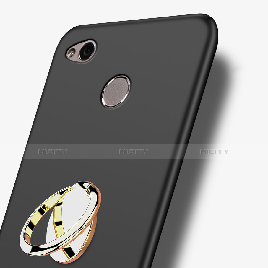 Custodia Plastica Rigida Opaca con Anello Supporto A02 per Xiaomi Redmi 3 Pro Nero