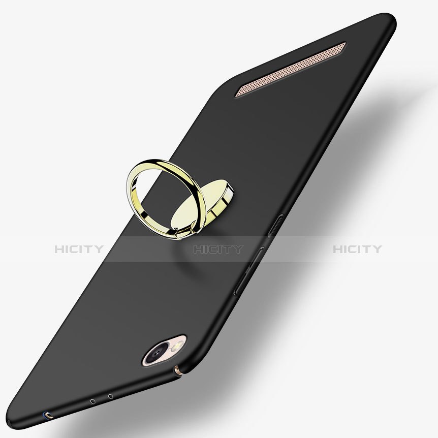 Custodia Plastica Rigida Opaca con Anello Supporto A02 per Xiaomi Redmi 4A Nero