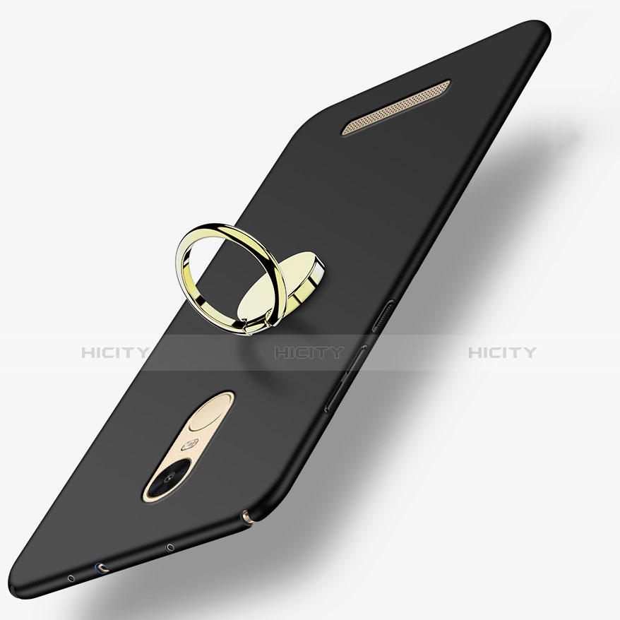 Custodia Plastica Rigida Opaca con Anello Supporto A02 per Xiaomi Redmi Note 3 Pro Nero