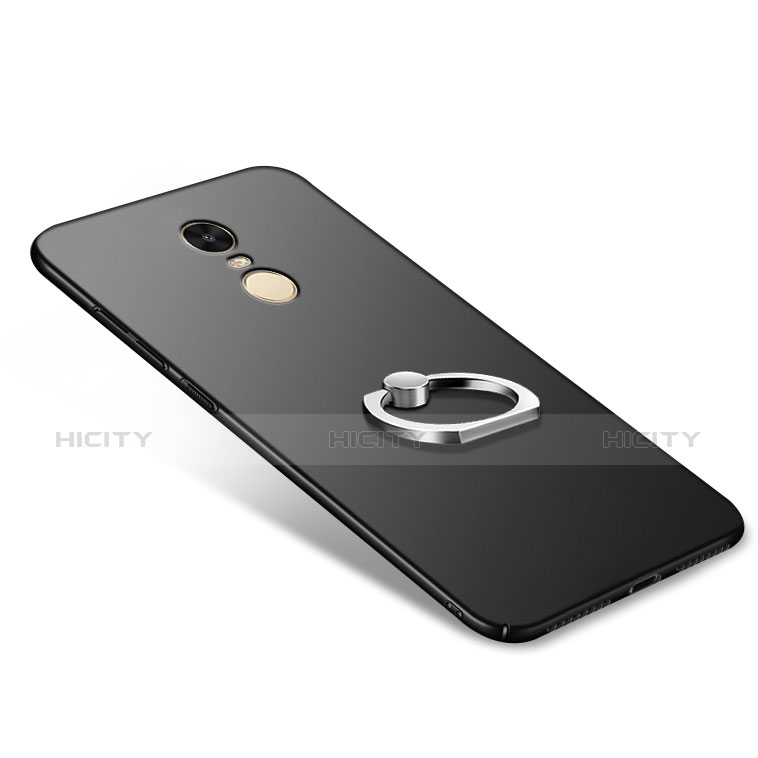 Custodia Plastica Rigida Opaca con Anello Supporto A02 per Xiaomi Redmi Note 4 Standard Edition Nero