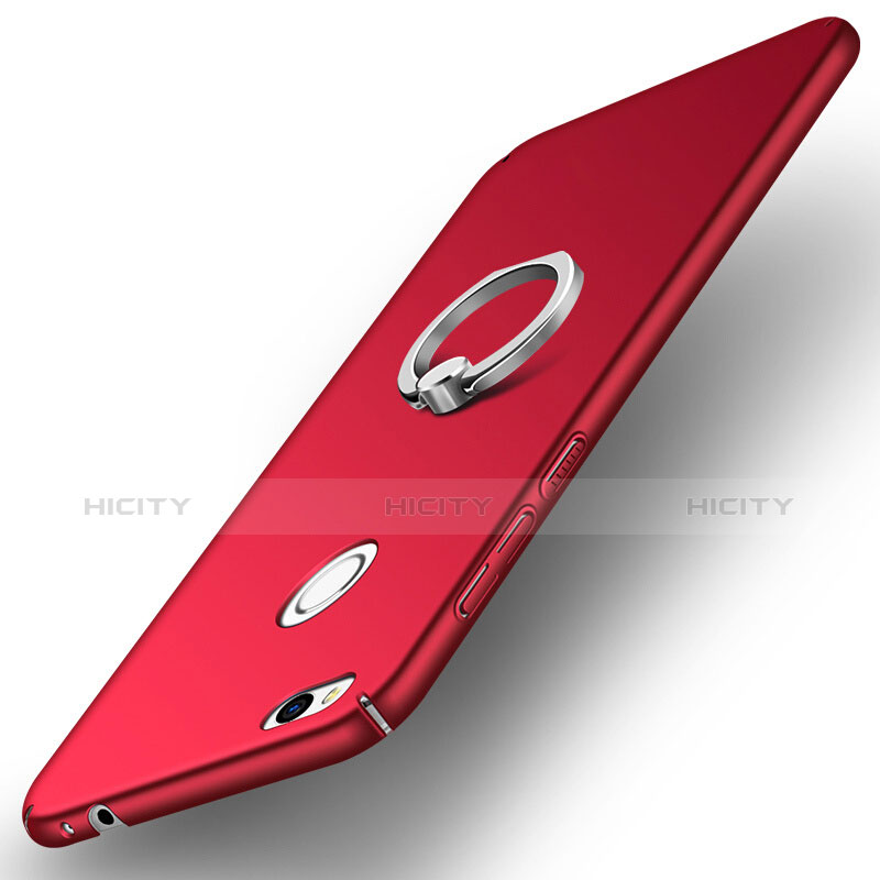 Custodia Plastica Rigida Opaca con Anello Supporto A03 per Huawei GR3 (2017) Rosso