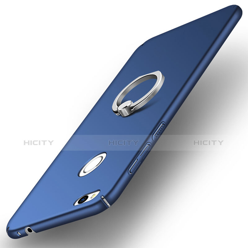 Custodia Plastica Rigida Opaca con Anello Supporto A03 per Huawei Honor 8 Lite Blu