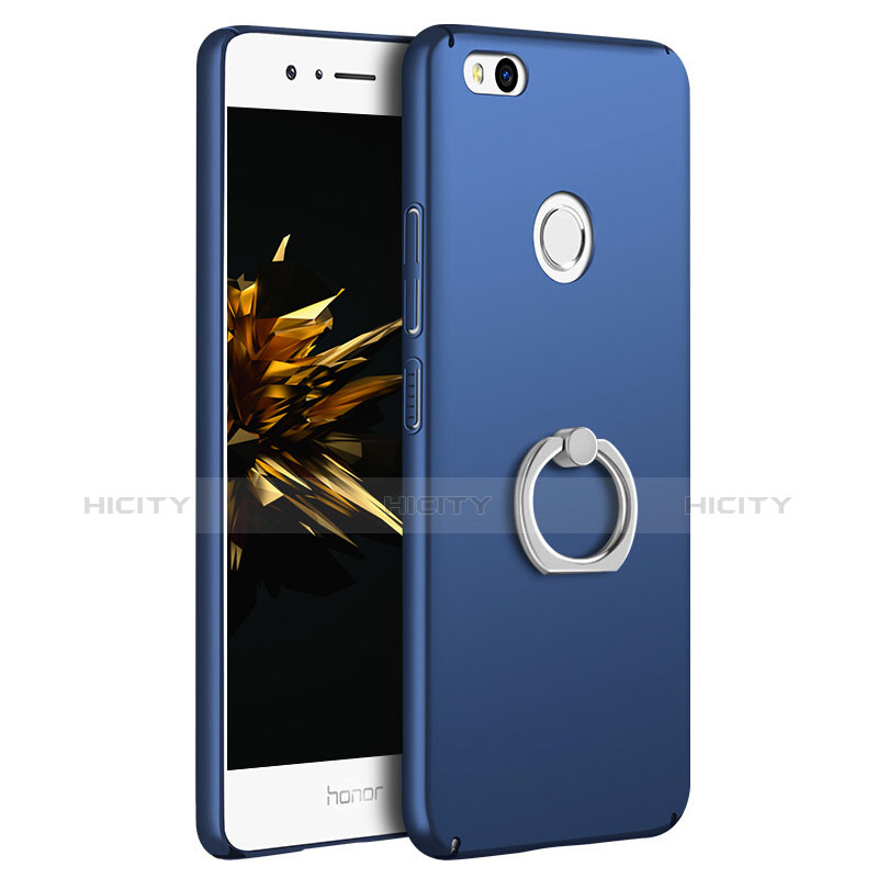 Custodia Plastica Rigida Opaca con Anello Supporto A03 per Huawei Honor 8 Lite Blu