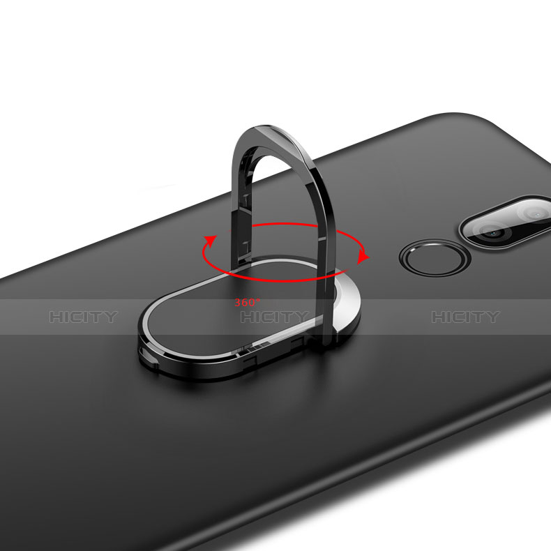 Custodia Plastica Rigida Opaca con Anello Supporto A03 per Huawei Mate 10 Lite Nero