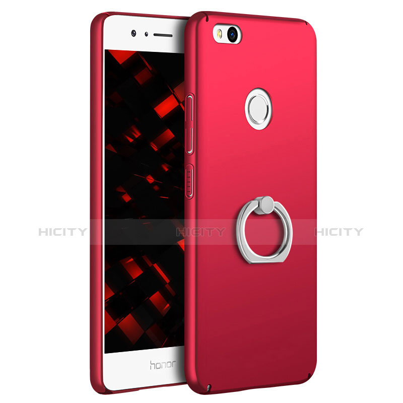 Custodia Plastica Rigida Opaca con Anello Supporto A03 per Huawei Nova Lite Rosso