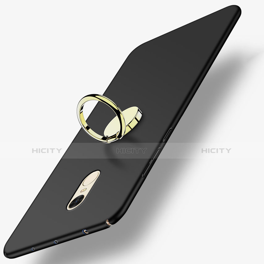 Custodia Plastica Rigida Opaca con Anello Supporto A03 per Xiaomi Redmi Note 4 Nero