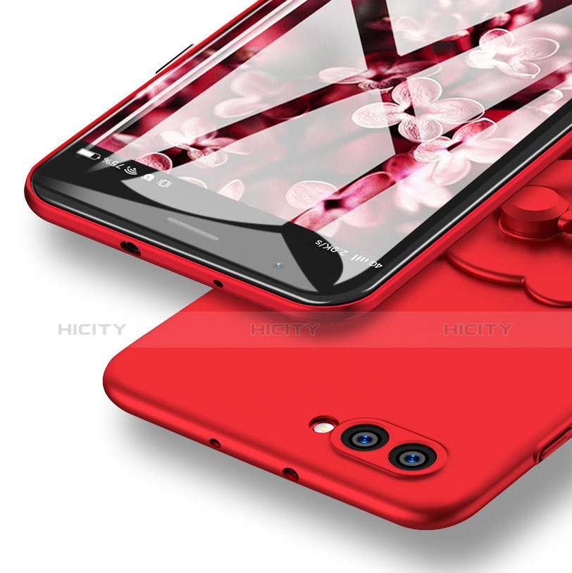 Custodia Plastica Rigida Opaca con Anello Supporto A04 per Huawei Honor V10 Rosso