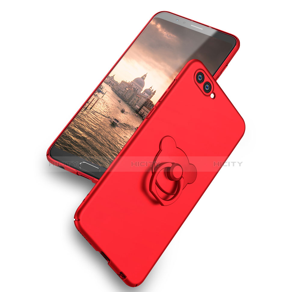 Custodia Plastica Rigida Opaca con Anello Supporto A04 per Huawei Honor View 10 Rosso