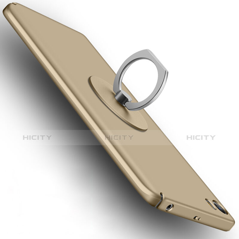 Custodia Plastica Rigida Opaca con Anello Supporto A04 per Xiaomi Mi 5 Oro