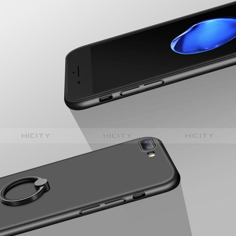 Custodia Plastica Rigida Opaca con Anello Supporto A05 per Apple iPhone 7 Plus Nero