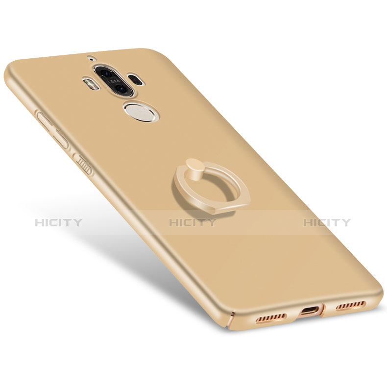 Custodia Plastica Rigida Opaca con Anello Supporto A05 per Huawei Mate 9 Oro