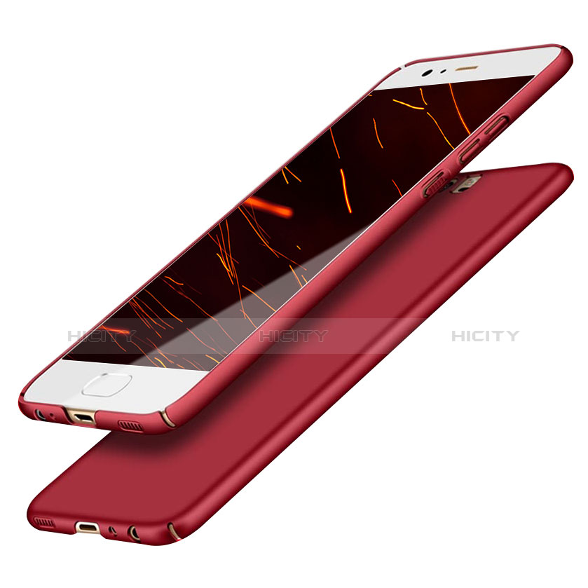 Custodia Plastica Rigida Opaca con Anello Supporto A05 per Huawei P10 Rosso