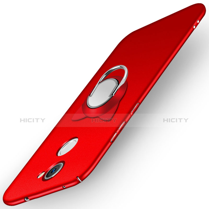 Custodia Plastica Rigida Opaca con Anello Supporto A05 per Huawei Y7 Prime Rosso