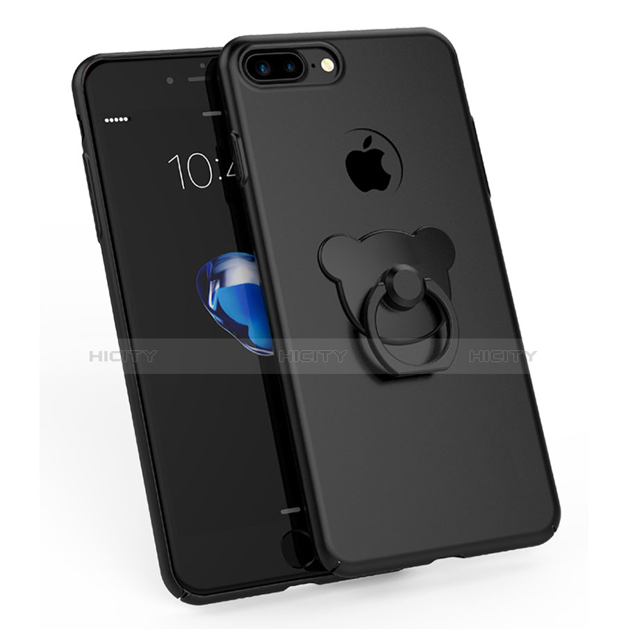 Custodia Plastica Rigida Opaca con Anello Supporto A06 per Apple iPhone 8 Plus Nero