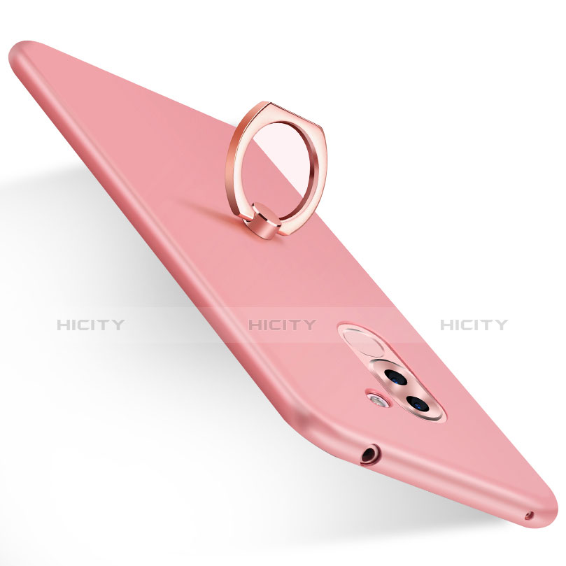 Custodia Plastica Rigida Opaca con Anello Supporto A06 per Huawei Honor 6X Rosa