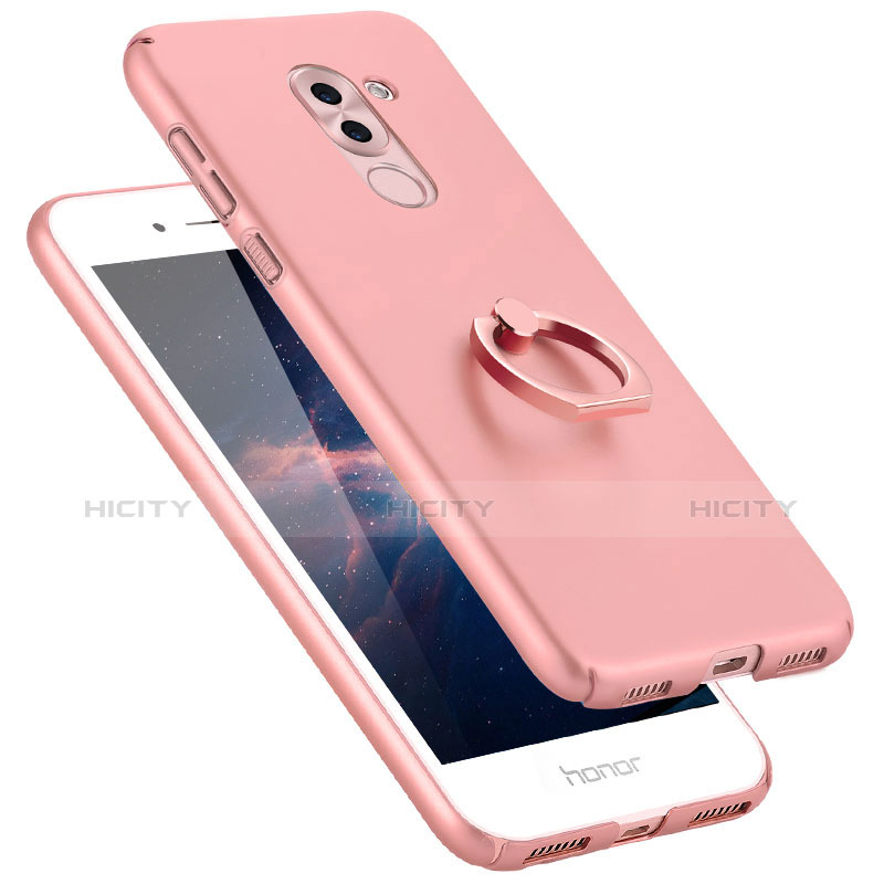 Custodia Plastica Rigida Opaca con Anello Supporto A06 per Huawei Mate 9 Lite Rosa